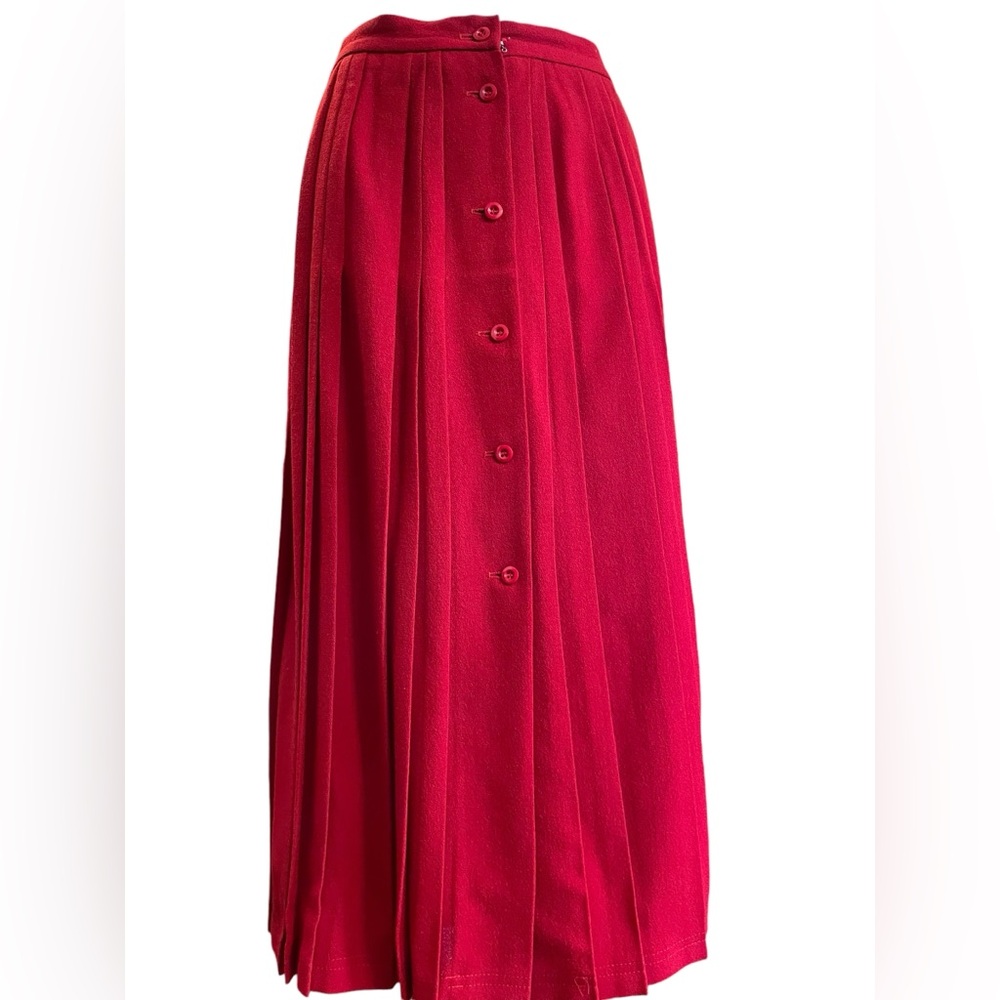 Jaeger Vintage Red Pleated Skirt
